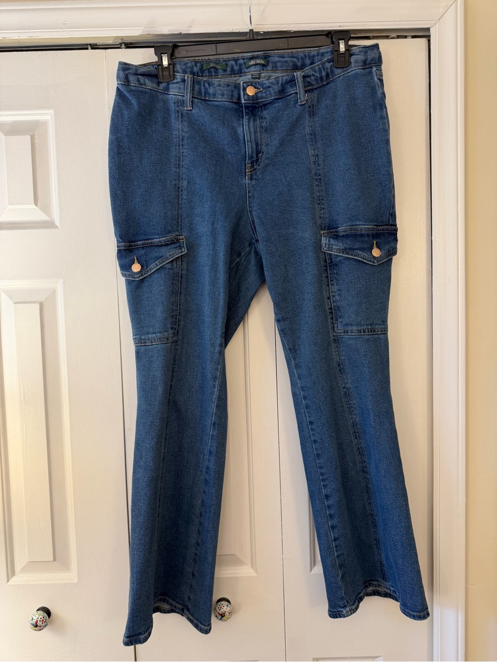 wild fable Blue Denim Wide-Leg Cargo Jeans
